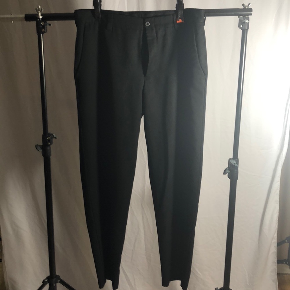 Ghost pin striped black slacks